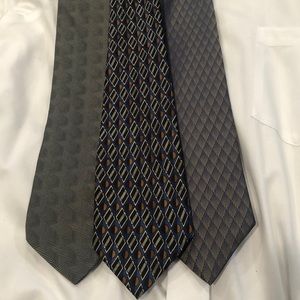 EUC asst ties. Gray, olive, navy mix. DKNY, Apt. 9, &Cityone Great Fathers Day